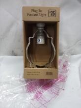Aged Grey Finish 7.5”Dx11”T Plug-in Pendant Light- MSRP $25.00