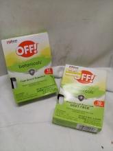 Pair of OFF! Botanicals Plant-Based Insect Repellent Towelettes 10Cnt Packs