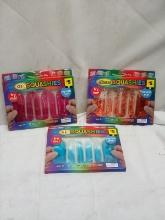 Lot of 3 Assorted Color Non-Toxic Squashies Sensory Toys for Ages 5+