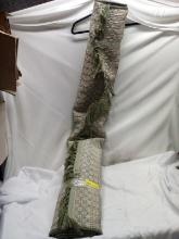Decorative Large Green and Tan Fringe End Rug