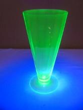 Vintage Green Depression Uranium Glass Footed Glass