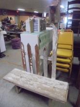 Rustic Picket Fence Bird House Bench