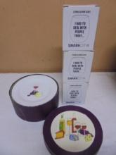 Group of 3 Stemless Wine Glasses & 6 Cheese Plates