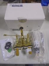 Bradn New Kohler Centerset Lavatory Polished Brass Faucet