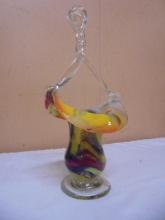 Beautiful Hand Blown Art Glass Basket