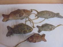 Group of 5 Vintage Pottery Fish