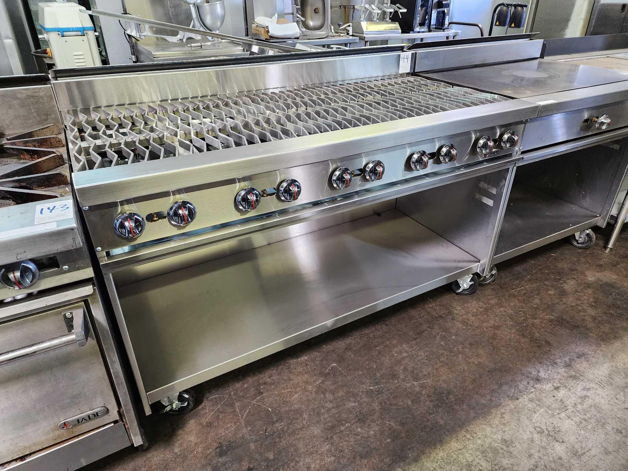 New Jade Range 60 in. 10 Burner Gas Range on Stainless Steel Cabinet Base