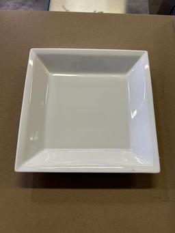 9.75 in. Square White China Plates