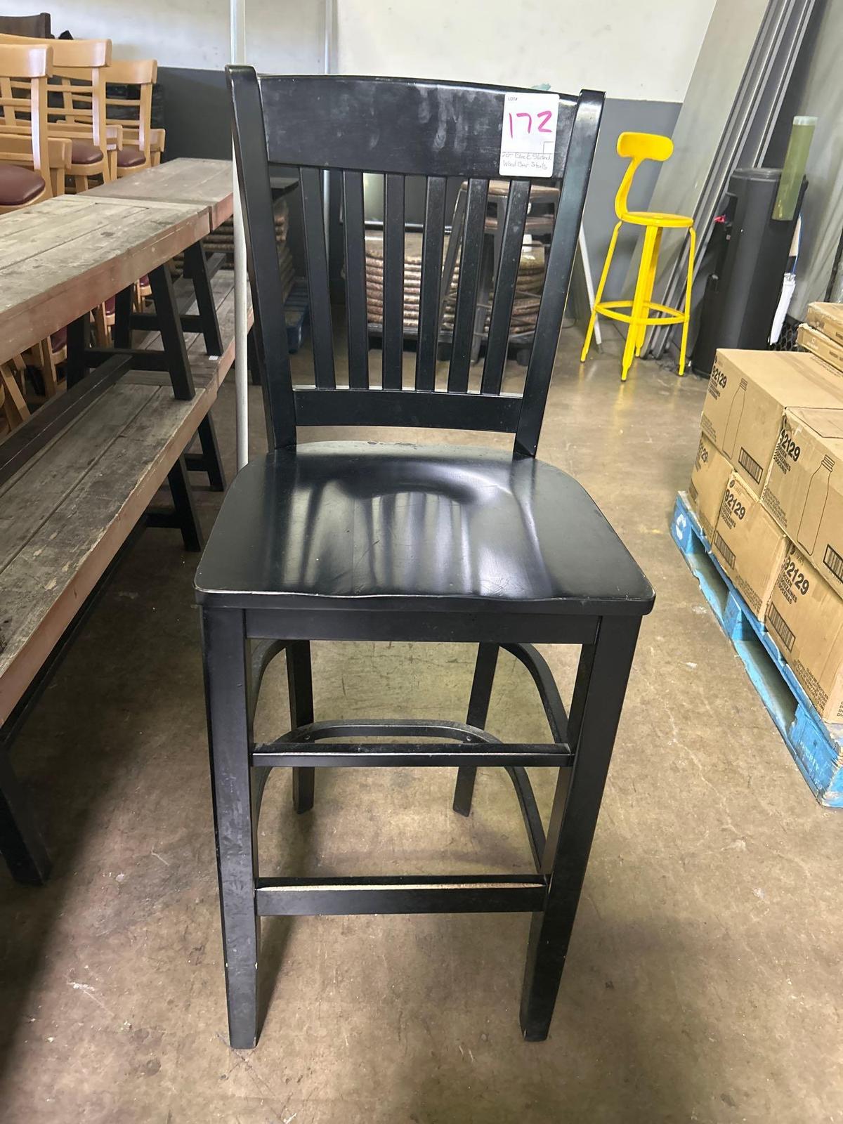 Black Slatback Wood Bar Stools