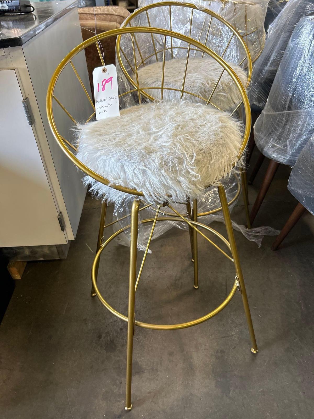 Metal Stools with Faux Fur Seats