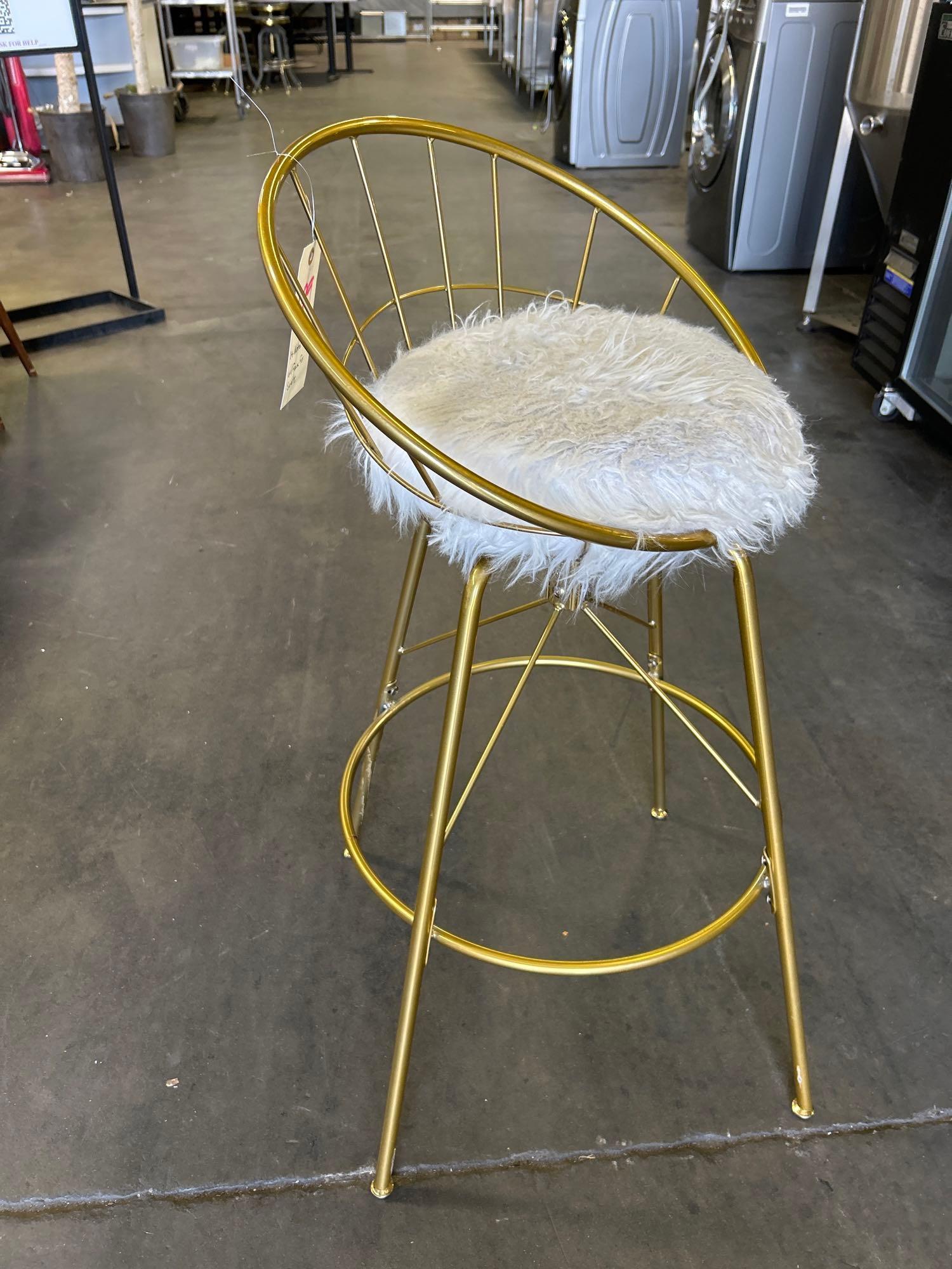 Metal Stools with Faux Fur Seats