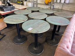30 in. Round Faux Distressed Patina Top Pedestal Tables
