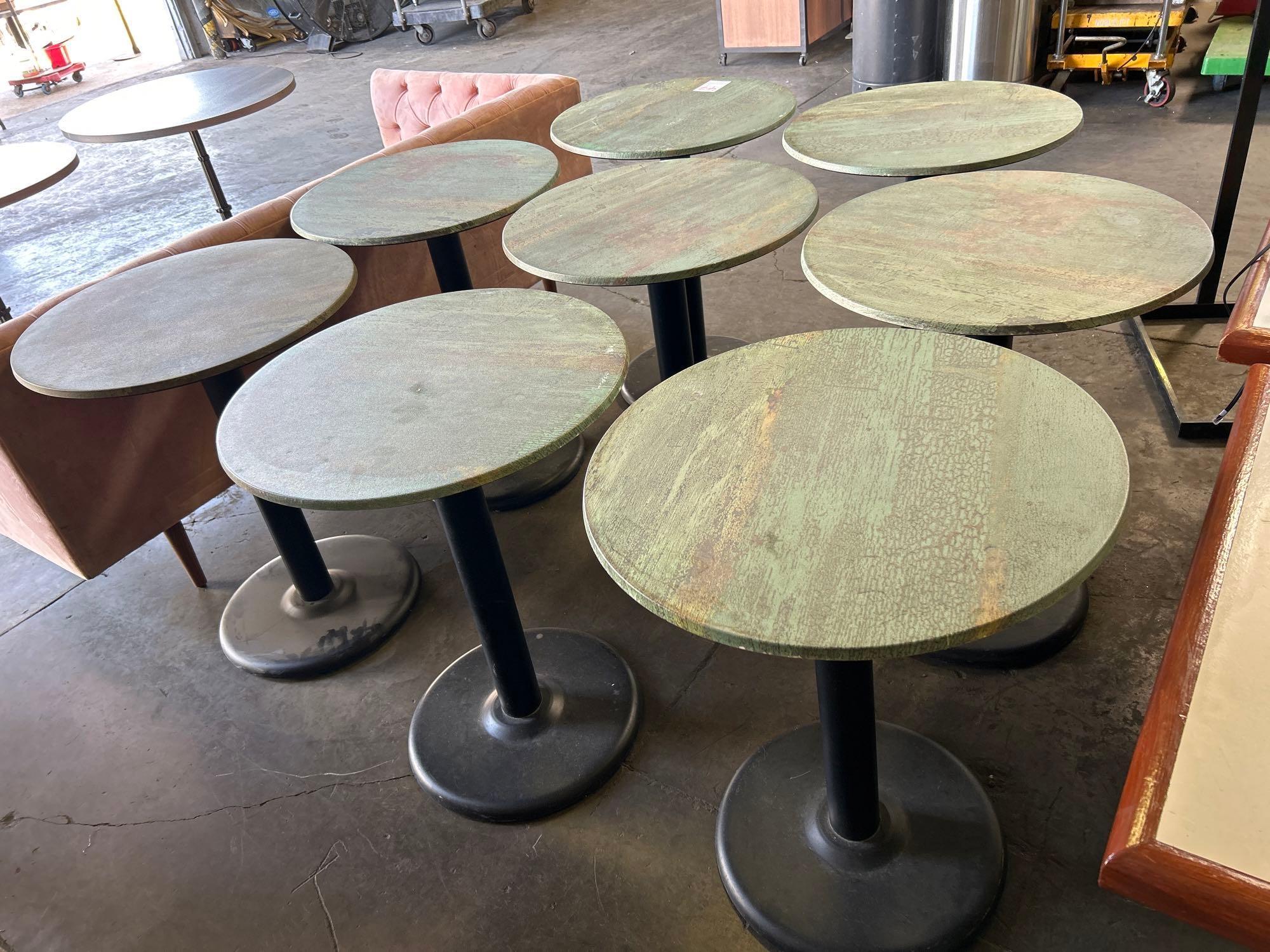 30 in. Round Faux Distressed Patina Top Pedestal Tables