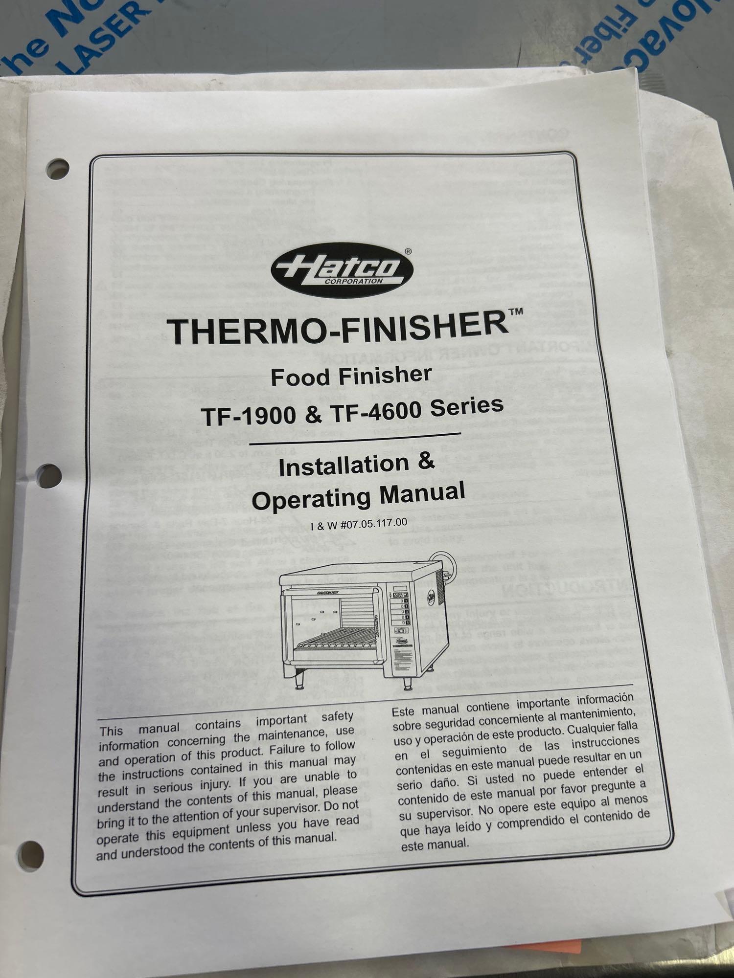 Never Used Hatco Mdl. TF 461R Thermo Finisher