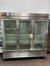 True 3 Glass Dr. Stainless Steel Refrigerator
