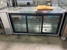 True 73 in. 3 Sliding Glass Door Refrigerated Back Bar