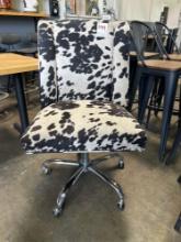 Faux Cowskin Chrome Base Adjustable Swivel Chair