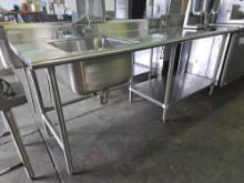 90 in. x 30 in. All Stainless Steel Table with 20 in. x 20 in. Left Side Sink