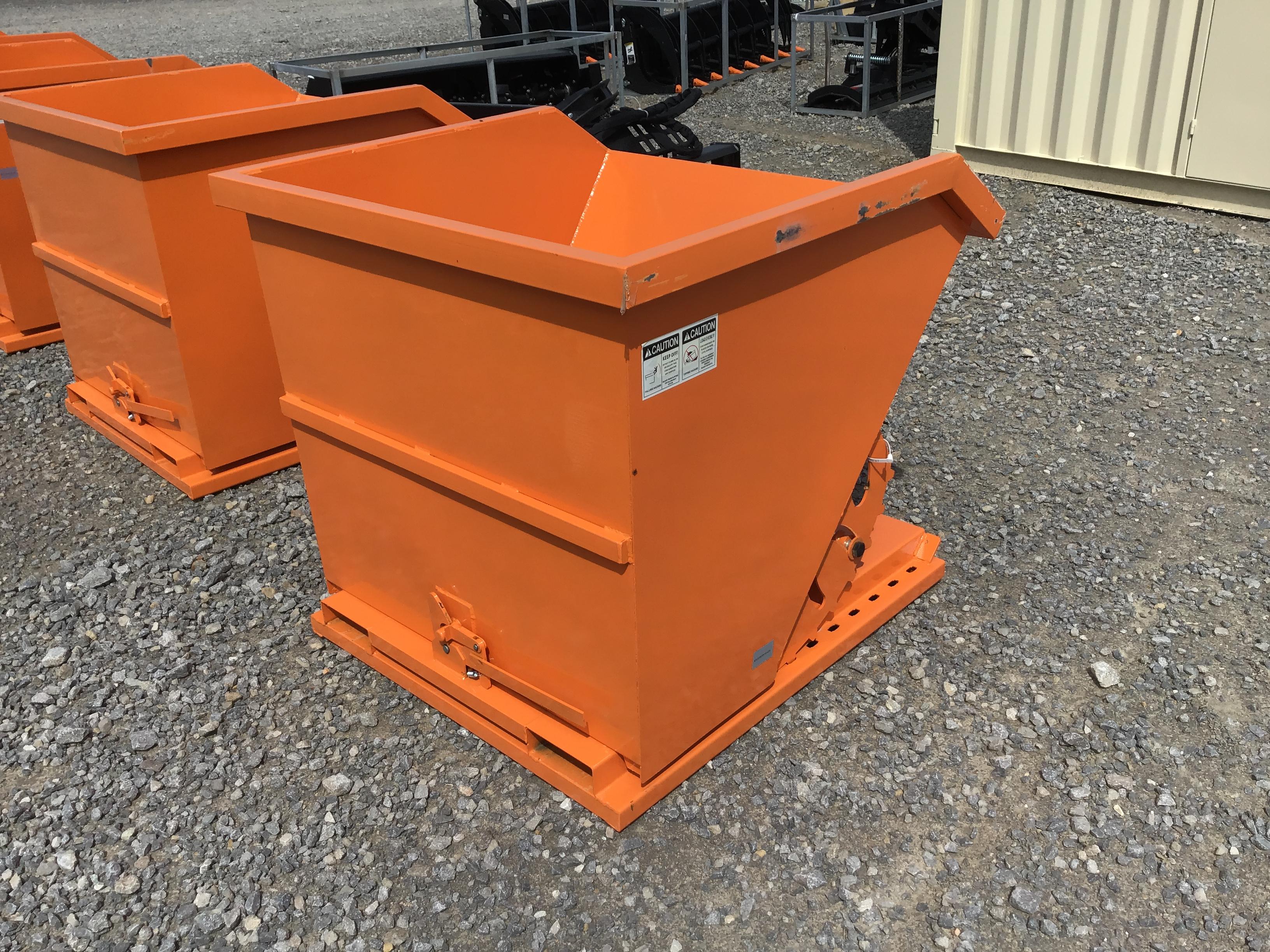 UNUSED ORANGE FORKLIFT DUMPSTER