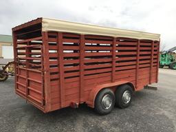 16FT BUMPERHITCH STOCK TRAILER - NO TITLE