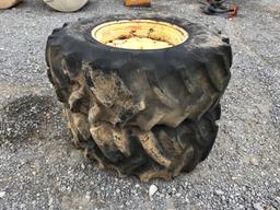 (2) 16.9-24 TRACTOR TIRES AND RIMS - BOTH ONE PRICE
