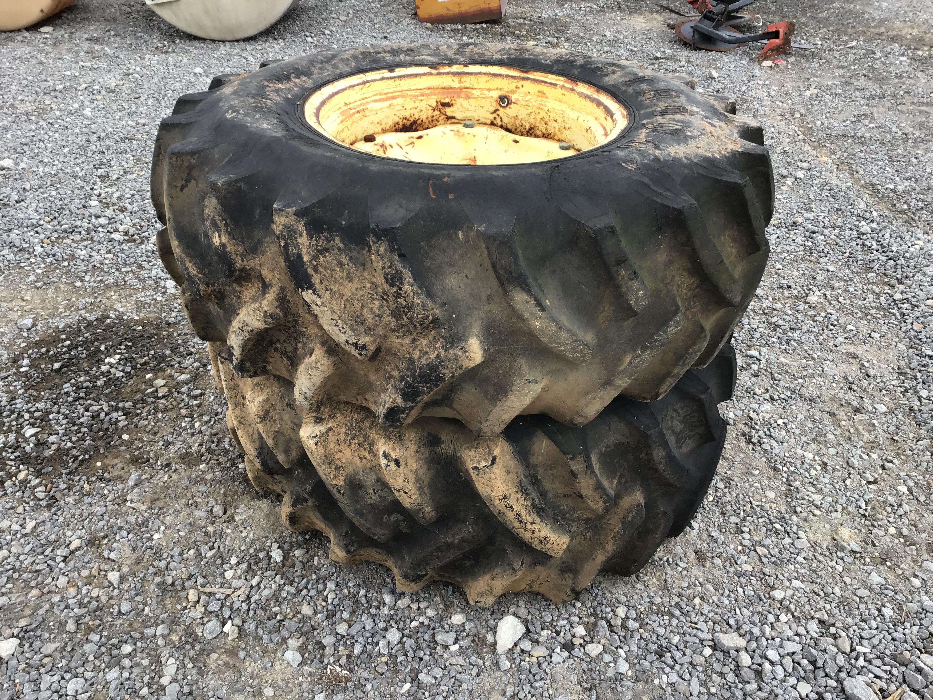 (2) 16.9-24 TRACTOR TIRES AND RIMS - BOTH ONE PRICE