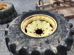 (2) 16.9-24 TRACTOR TIRES AND RIMS - BOTH ONE PRICE