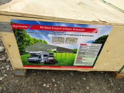 NEW 20FT X 20FT STEEL CARPORT W/ 10FT OPEN SIDES