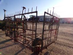LINDSAY 4-SECTION HARROW ON MANUAL CART