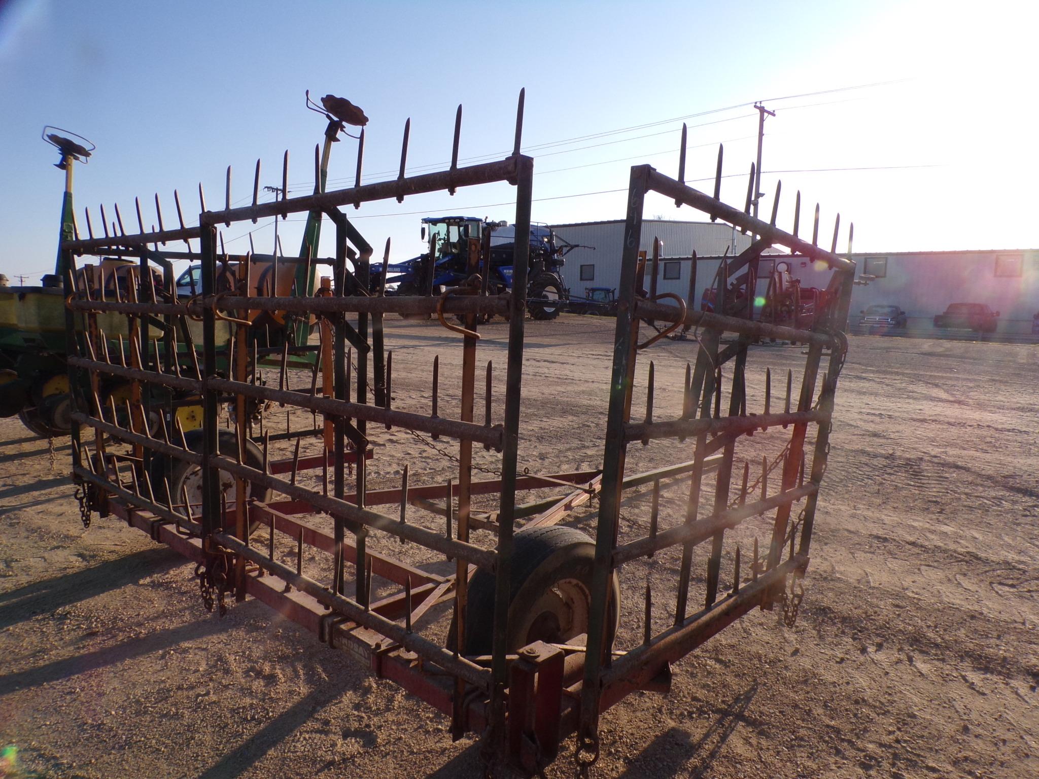 LINDSAY 4-SECTION HARROW ON MANUAL CART