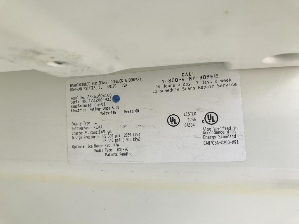 School Surplus Appliance - Kenmore Refrigerator -H