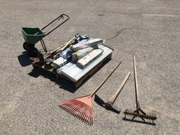Pallet of Assorted Yard Tools, Lights