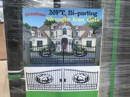 UNUSED 20FT Bi-Parting Wrought Iron Gate w/Deer
