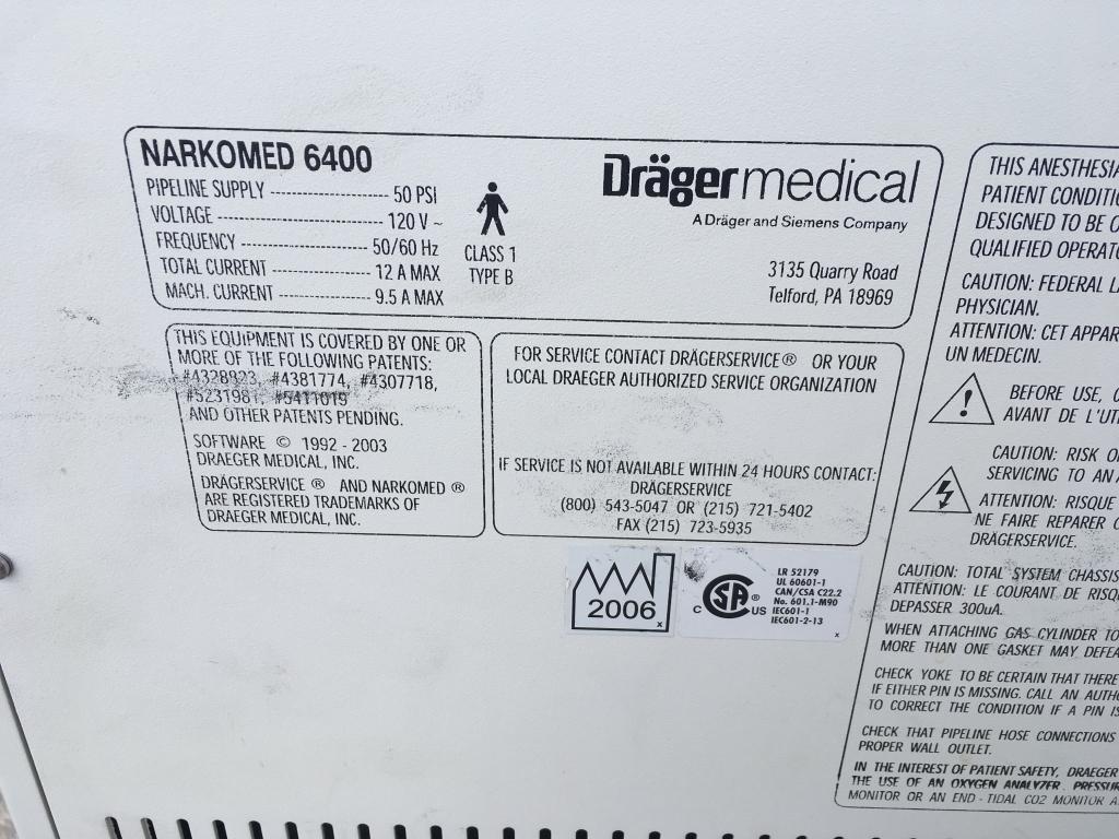 Anesthesia Machine - Narkomed 6400