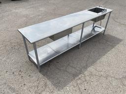 8FT SS Kitchen table w/ Sink & Faucet