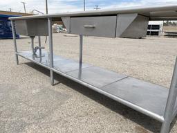8FT SS Kitchen table w/ Sink & Faucet