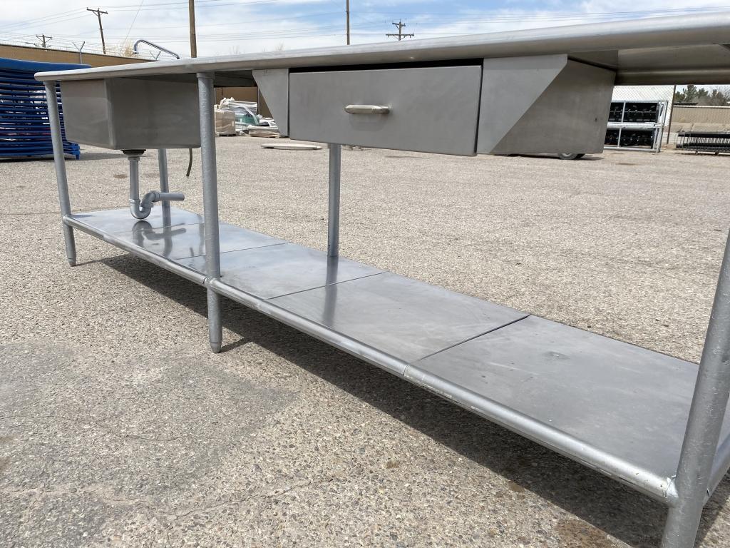 8FT SS Kitchen table w/ Sink & Faucet