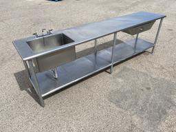 8FT SS Kitchen table w/ Sink & Faucet