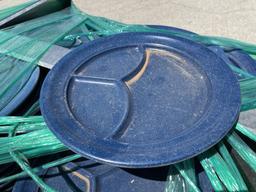 Restaurant SS Serving Cart w/ Aprx(150)Blue Plates