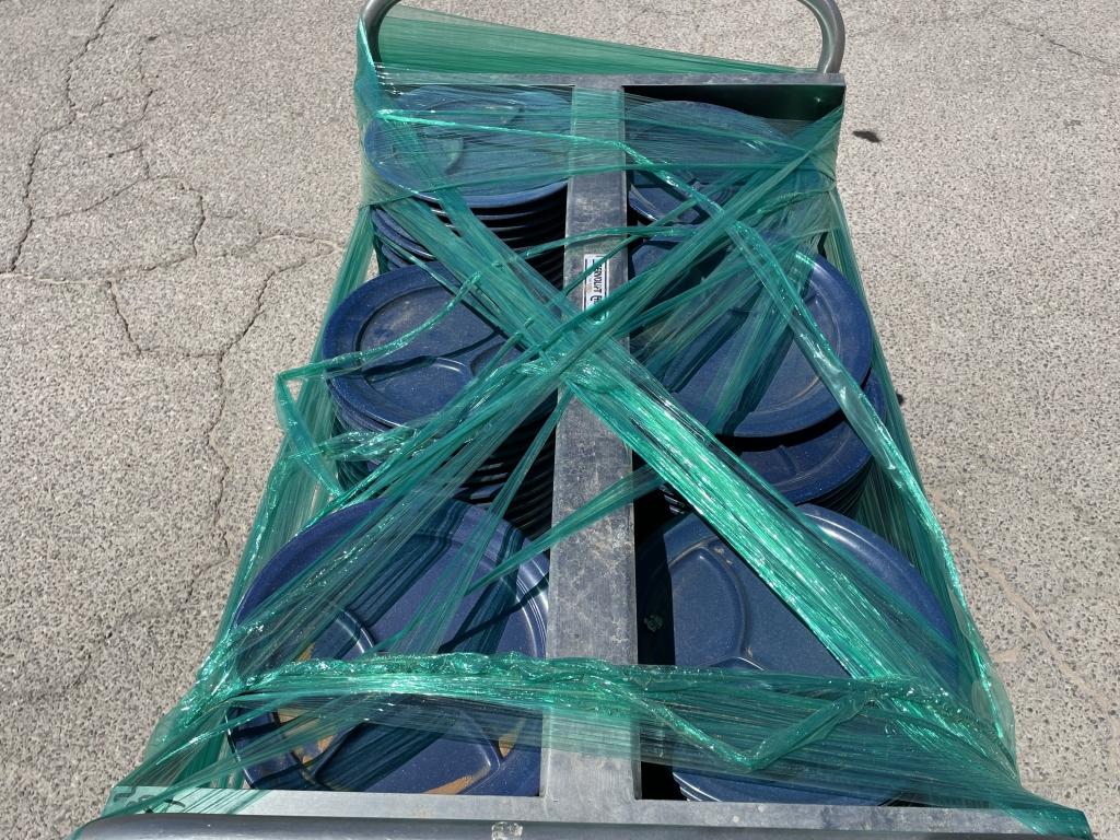 Restaurant SS Serving Cart w/ Aprx(150)Blue Plates