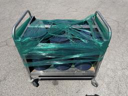 Restaurant SS Serving Cart w/ Aprx(150)Blue Plates