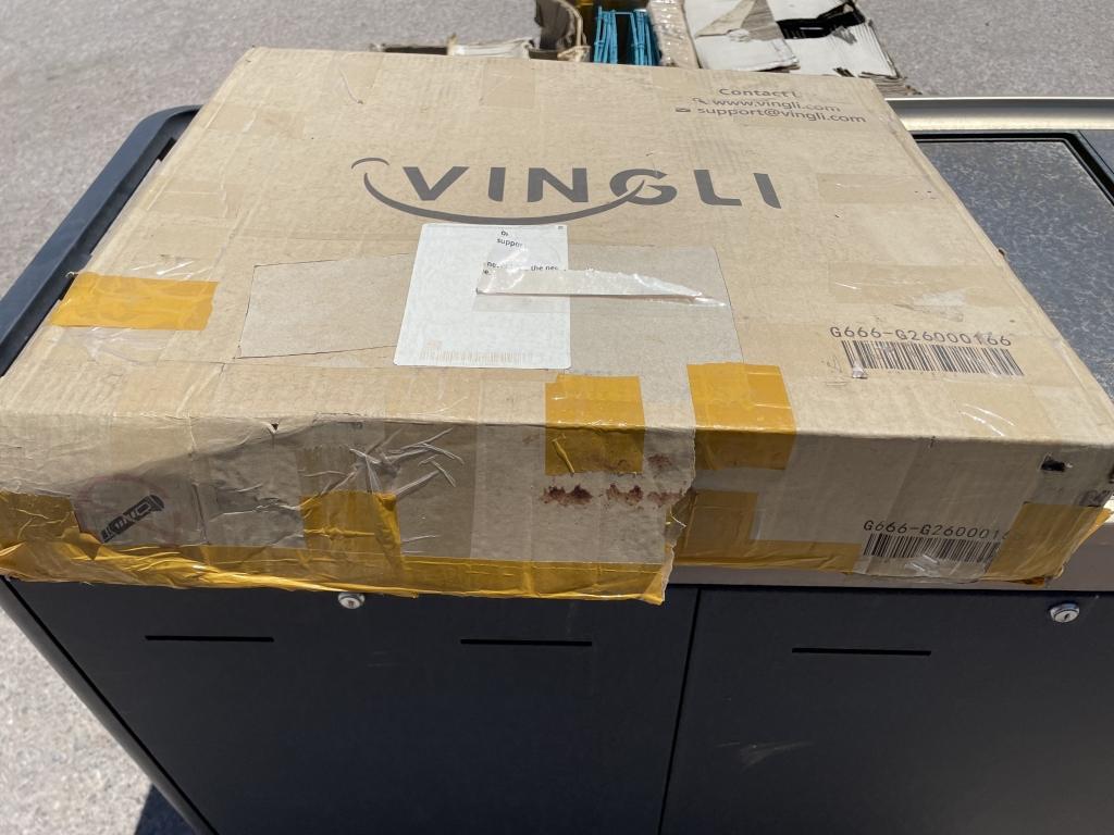 Pallet of UNUSED Pet Cages, Charging Cart