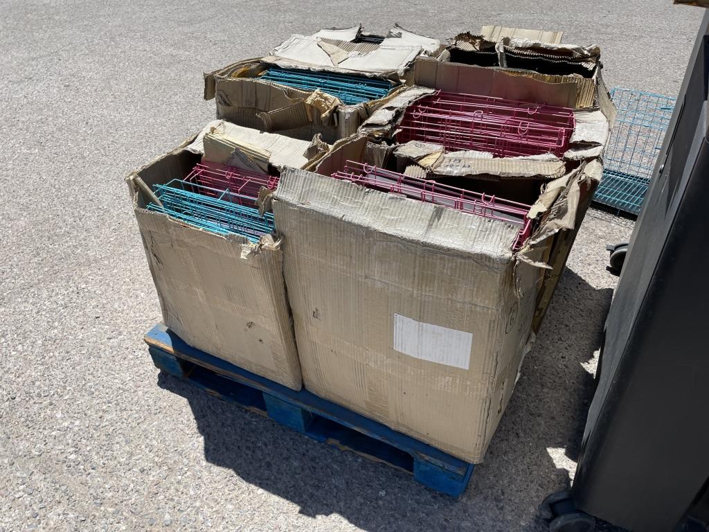 Pallet of UNUSED Pet Cages, Charging Cart