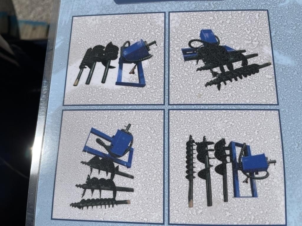 UNUSED Hydraulic Skid-Steer Blue Auger w/ 3 Bits
