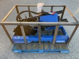 UNUSED Hydraulic Skid-Steer Blue Auger w/ 3 Bits