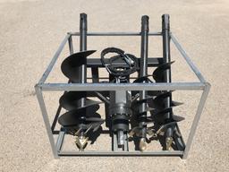 UNUSED Hydraulic Skid-Steer Auger w/ 3 Auger Bits