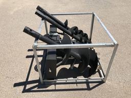 UNUSED Hydraulic Skid-Steer Auger w/ 3 Auger Bits