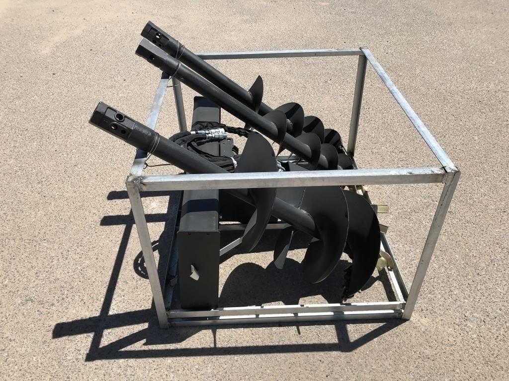 UNUSED Hydraulic Skid-Steer Auger w/ 3 Auger Bits