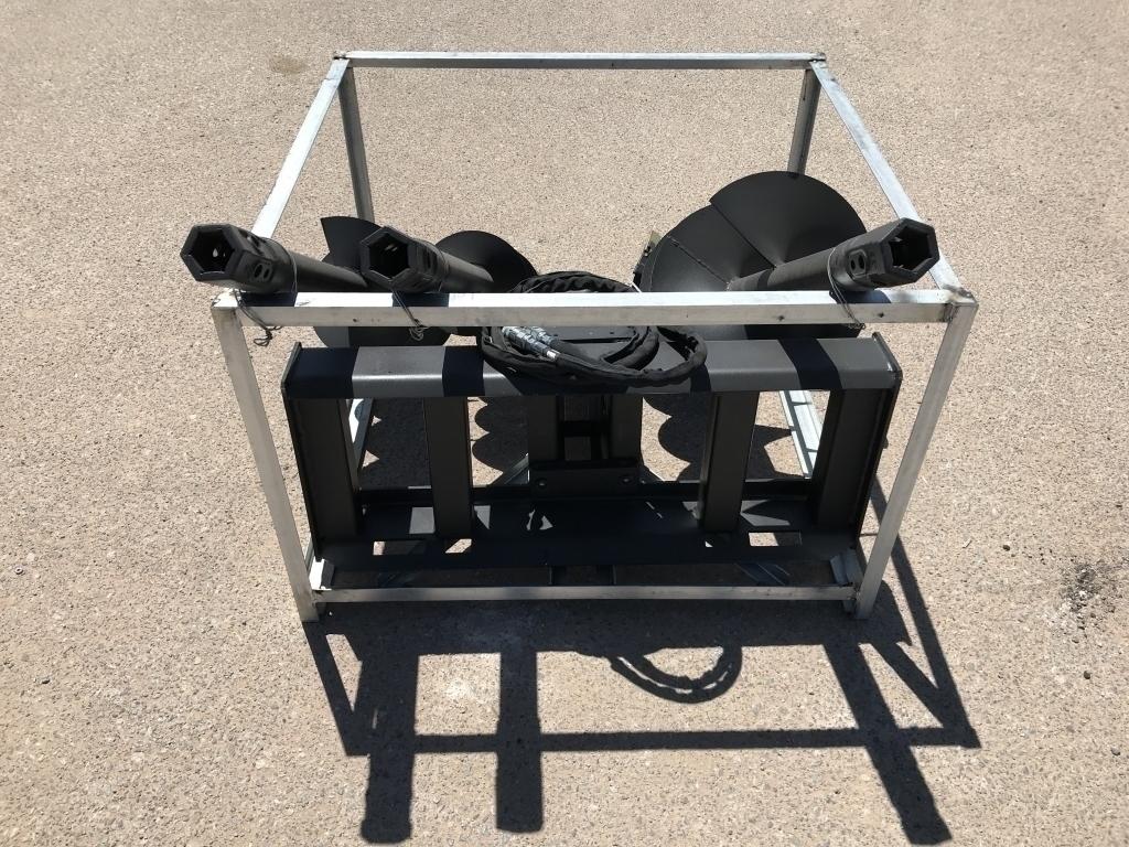 UNUSED Hydraulic Skid-Steer Auger w/ 3 Auger Bits
