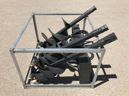 UNUSED Hydraulic Skid-Steer Auger w/ 3 Auger Bits